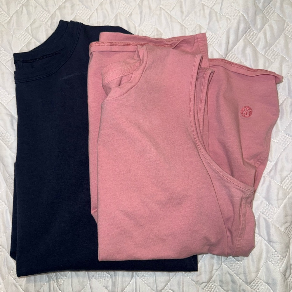 Bundle!! 2 Lululemom long sleeve blue shirt and pink tank top